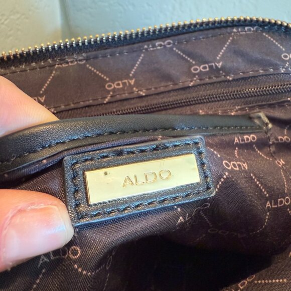 ALDO Black Chevron Double Compartment Crossbody Purse, $25 - Picture 8 of 9